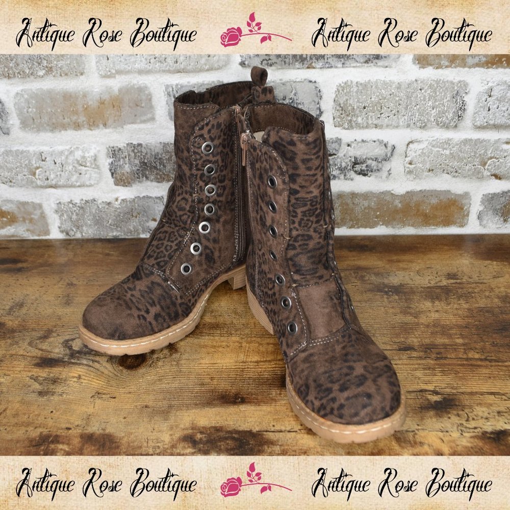 🌹 Very G Taupe Leopard Whitley Boots